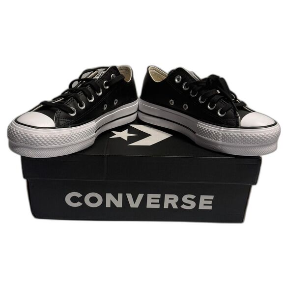 NEW CONVERSE Chuck Taylor All Star 5 Lift Platform Leather Women Shoes Sneakers - Picture 2 of 13